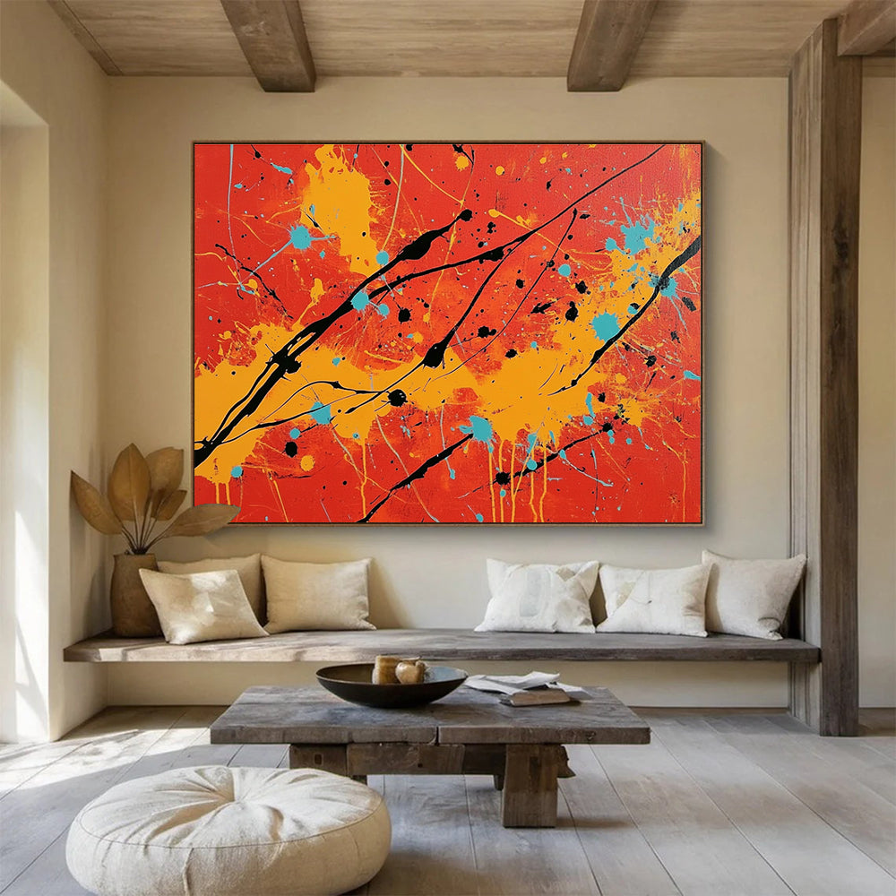 Red Yellow and Blue Splatter - Style Abstract Painting DYP122