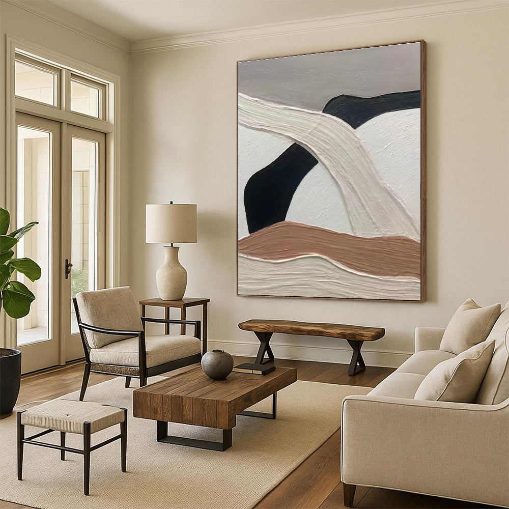 Neutral Tones Abstract Painting with Curved Forms ADGE522