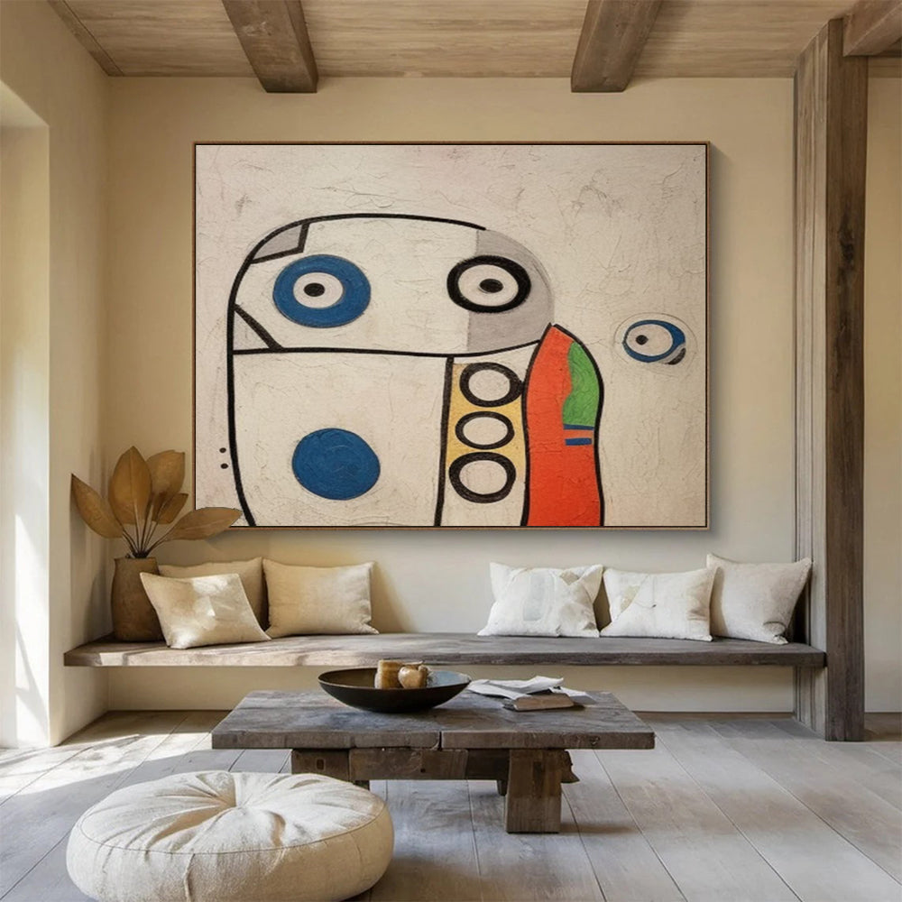 Whimsical Robot - Like Figure Abstract Painting THY001