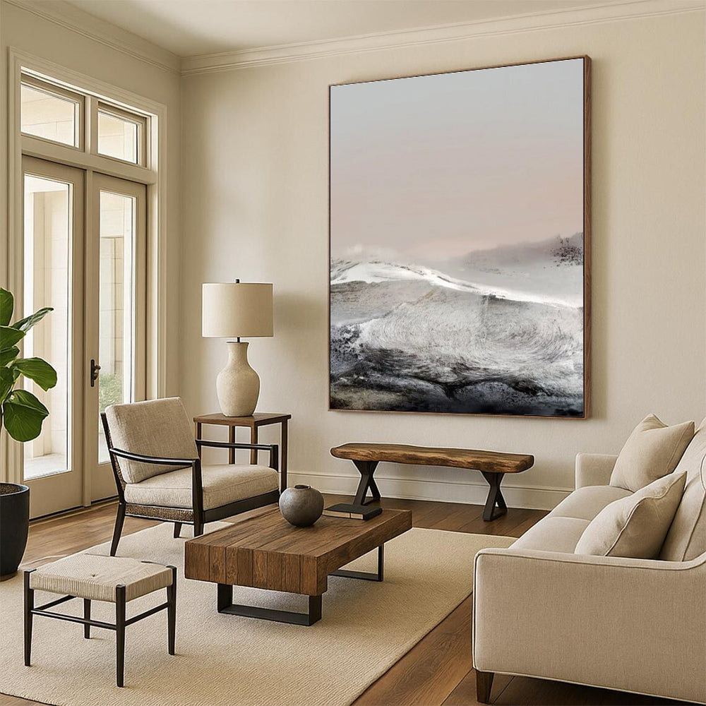 Misty Landscape in Gray and Soft Tones Abstract Painting ADGE178