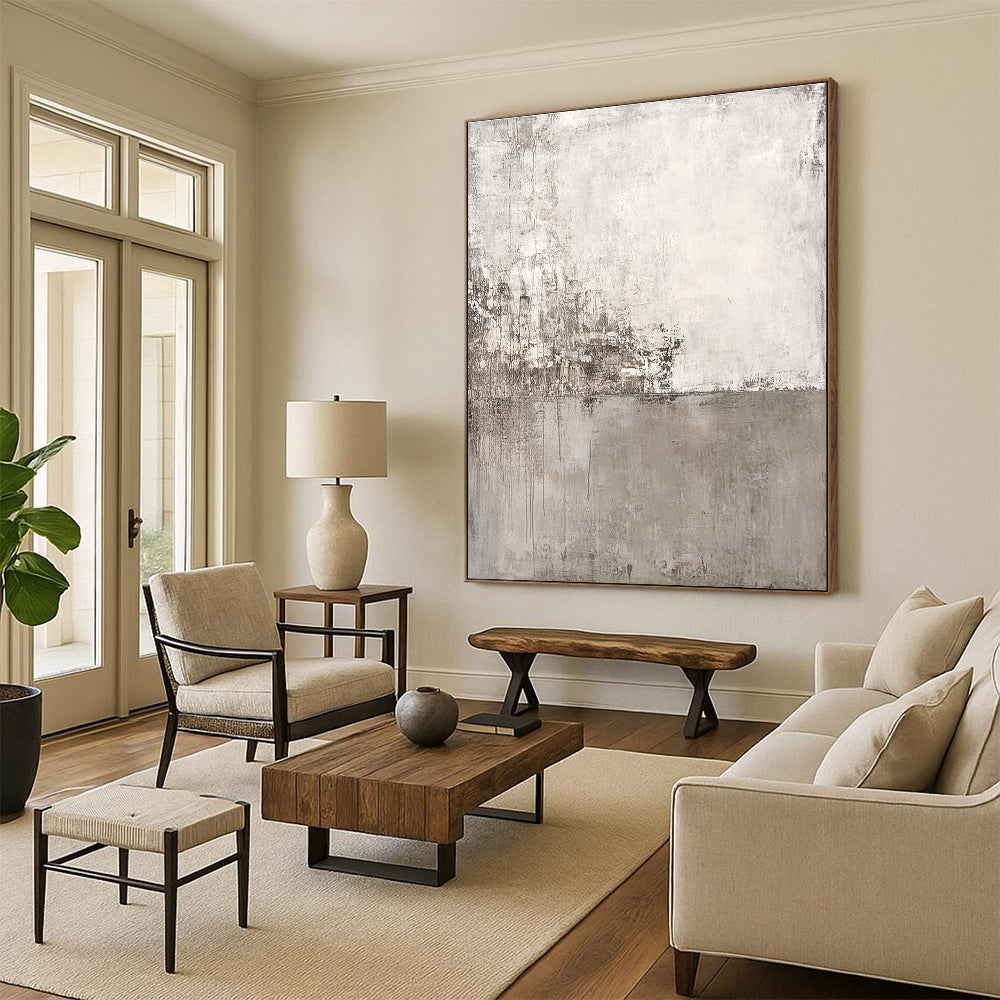 Gray Textured Abstract Painting with Subtle Layers GER120