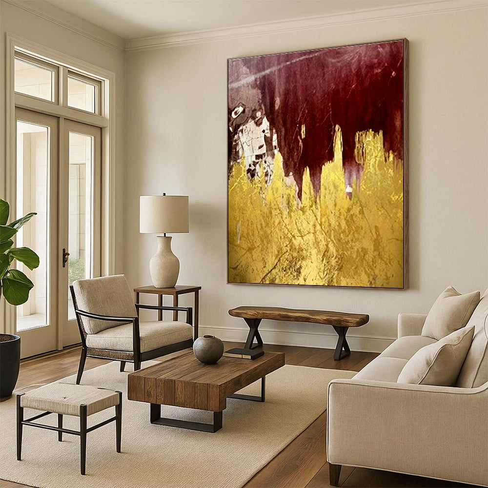 Hand - Painted Large Abstract Wall Art for Cottage Living Room & Office DLZ1343