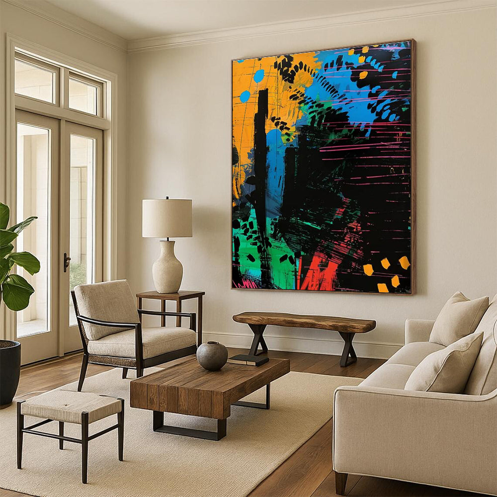 Colorful Abstract Painting with Dynamic Lines and Shapes ADGE096