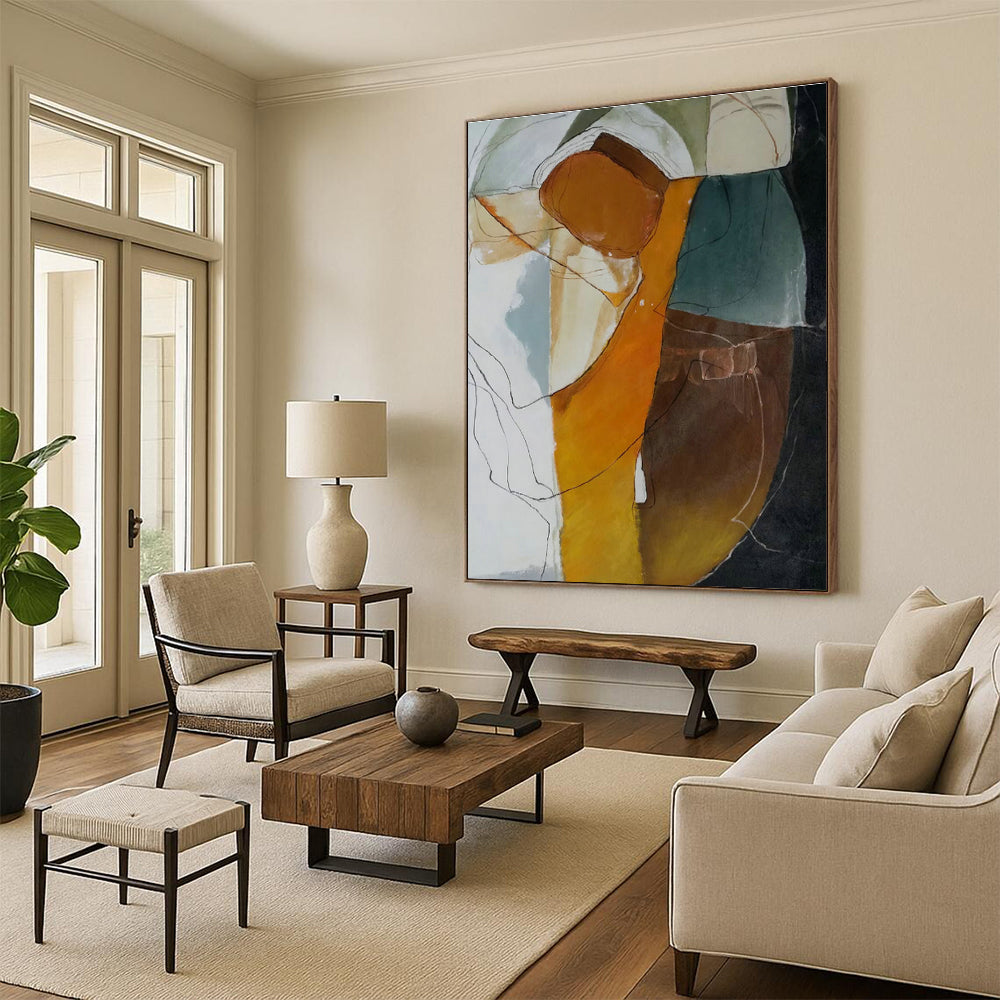 Enormous Hand - Painted Abstract Canvases for Living Room Entertainment Centers & Office Meeting Rooms DLZ0618
