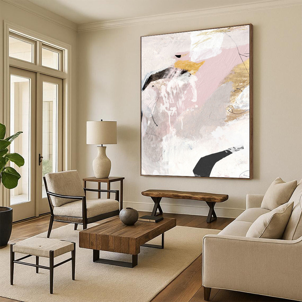 Pink and Gold Abstract with Subtle Details Painting ADGE188
