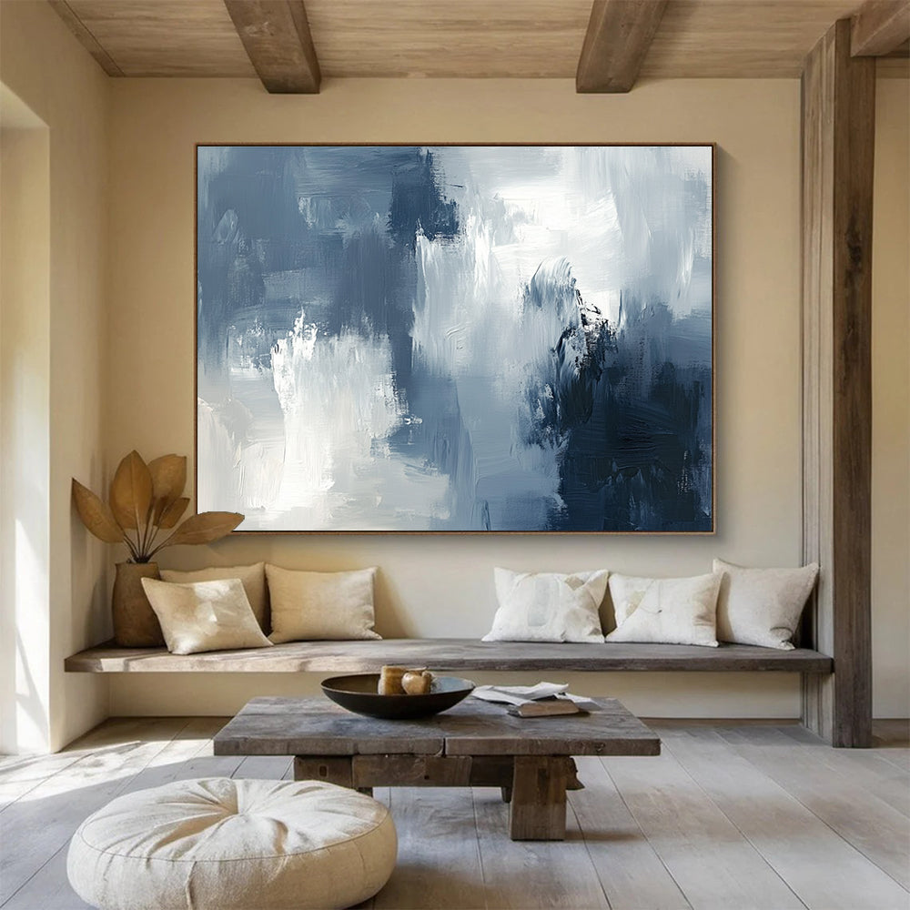 Grey and White Abstract Painting with Textured Surfaces DYP209