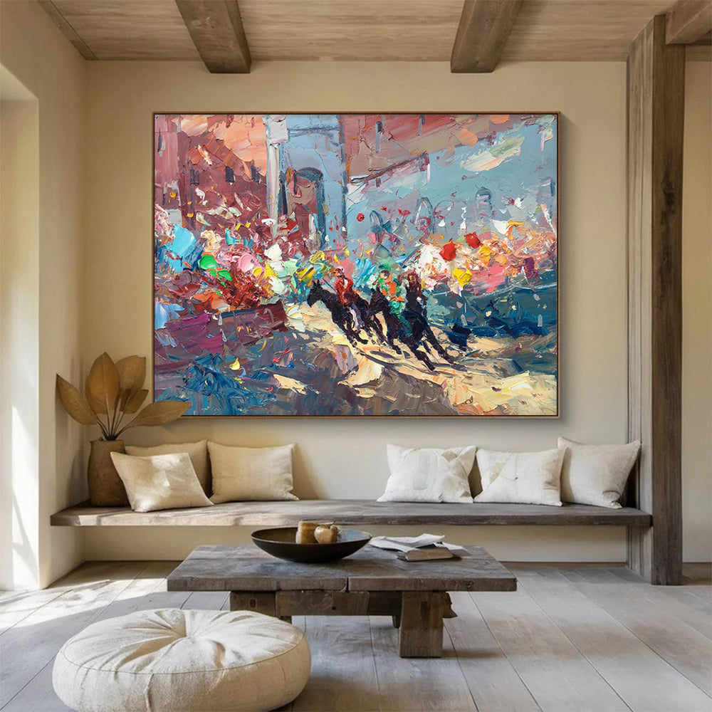 Colorful Street Race Scene Abstract Painting THY471