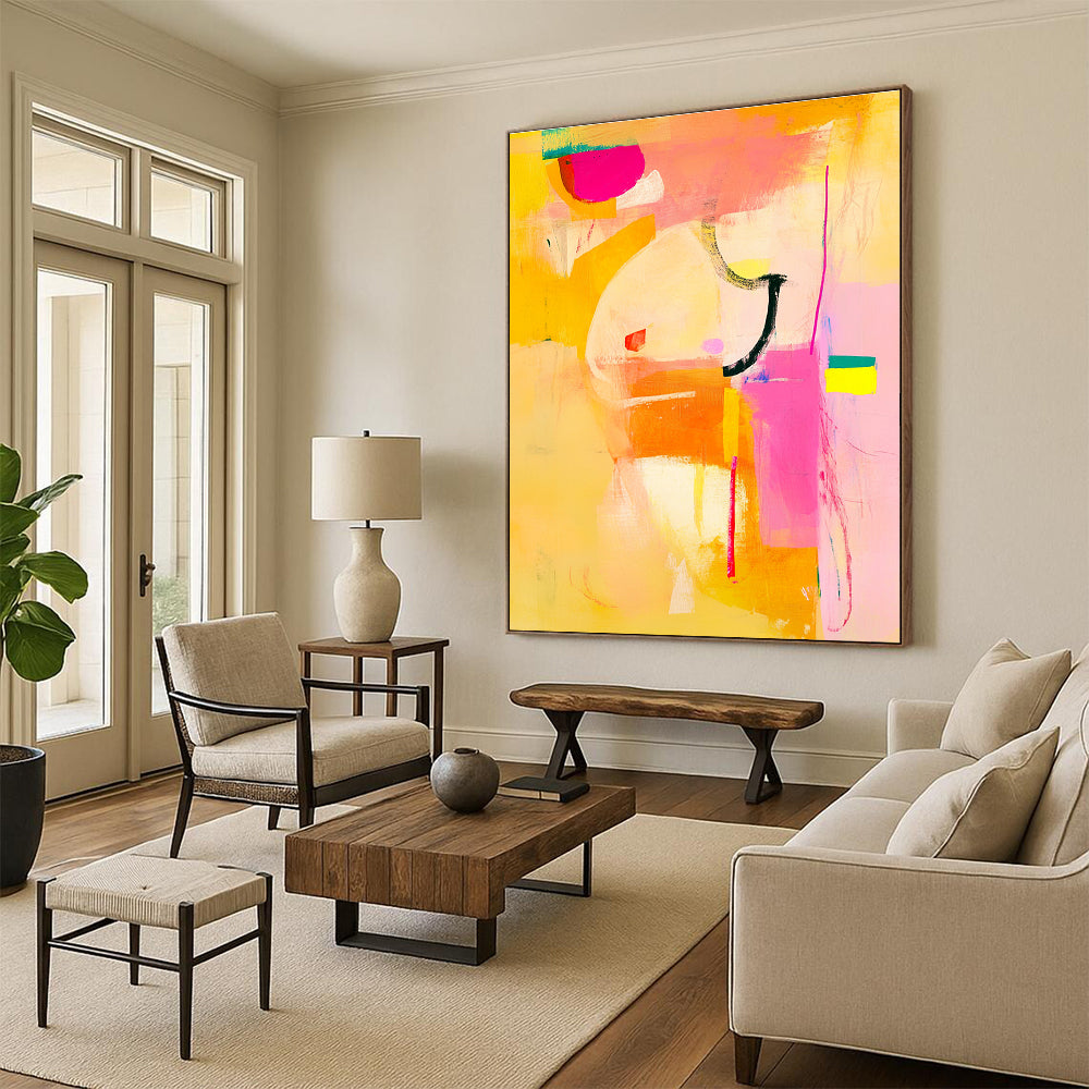 Vibrant Color Block Abstract with Yellow and Pink GER297