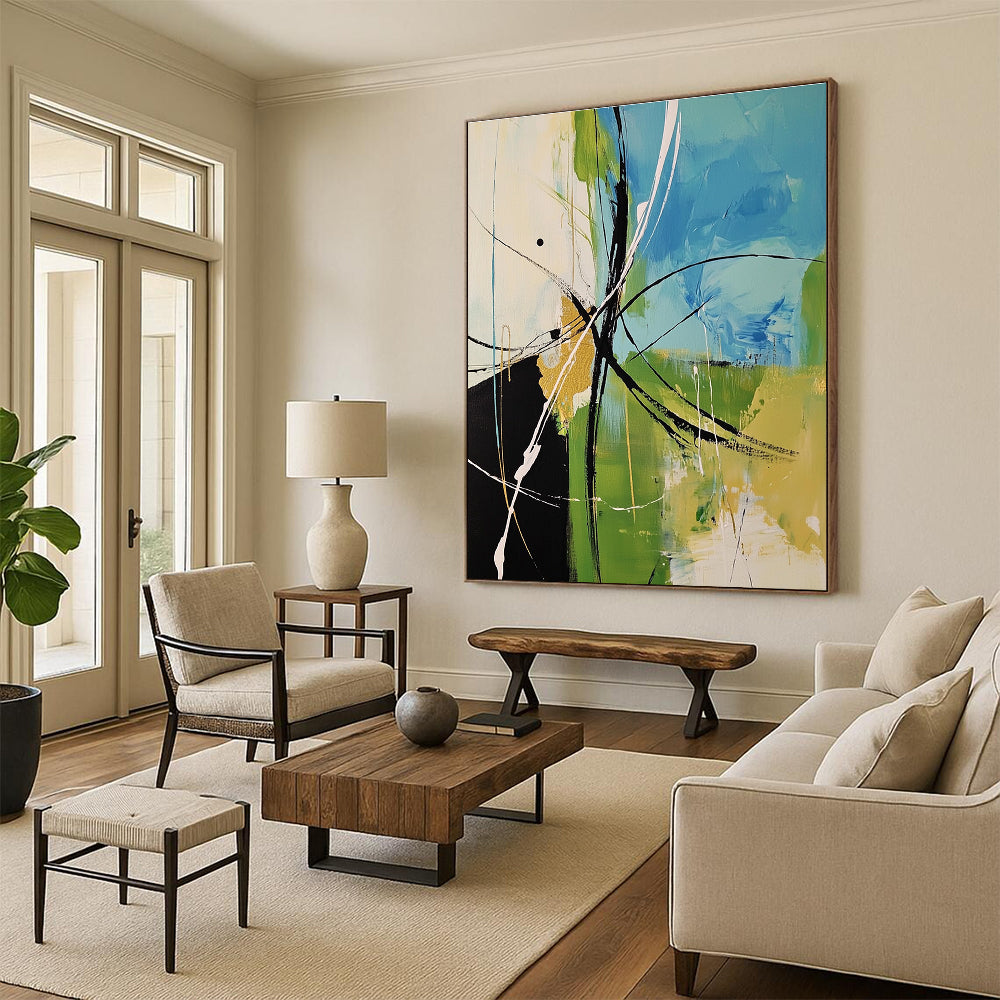 Colorful Line Abstract Painting with Energetic Strokes GER619