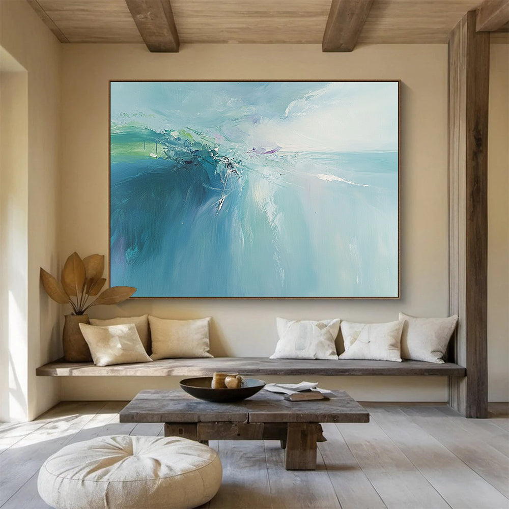 Soft Blue Abstract Painting with Gentle Brushstrokes DYP208