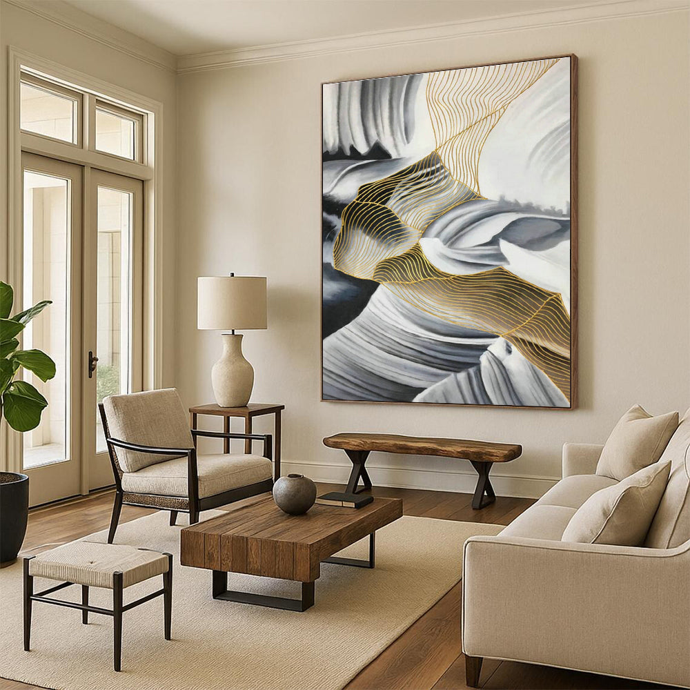 Oversized Custom Abstract Art for Cottage Bedroom and Living Room DLZ0541