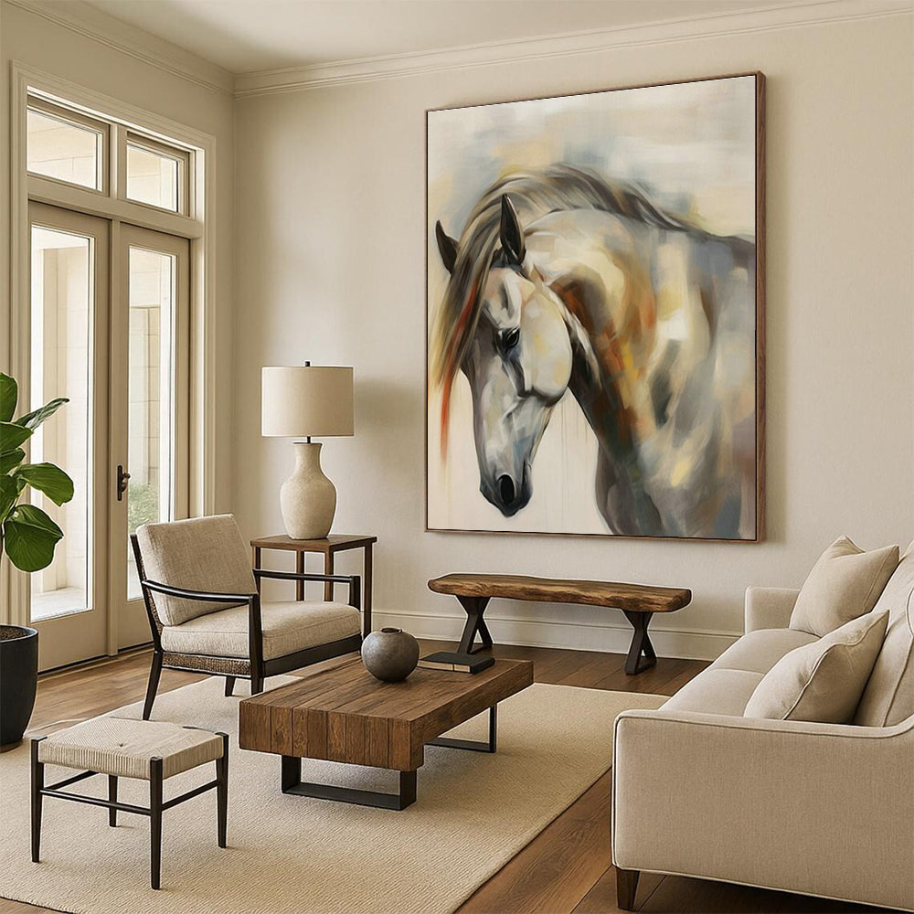 Large Hand-Painted Abstract Painting for Entryway and Cottage Dining Room DLZ1567