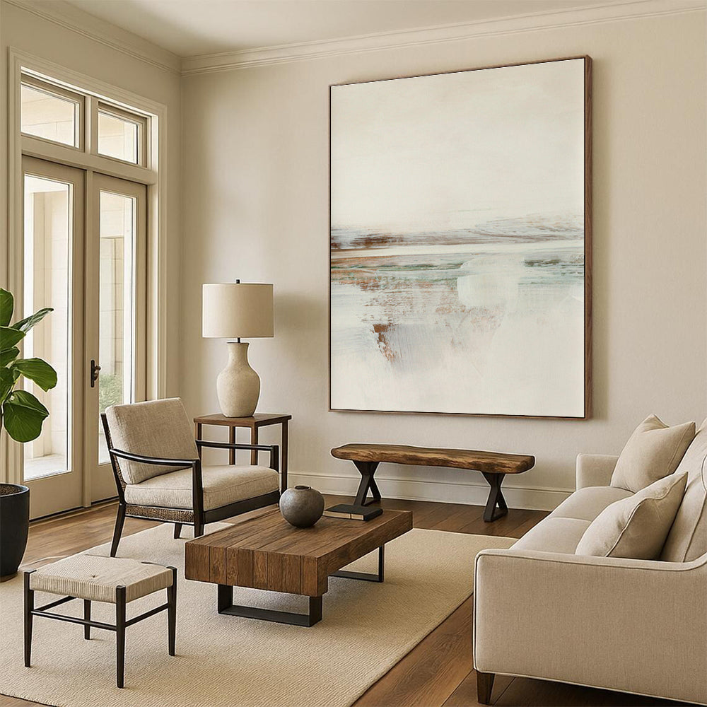Neutral Tones Reflective Coastal Abstract Painting ADGE225