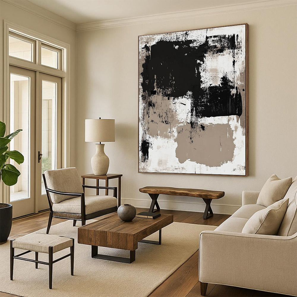 Monochromatic Abstract with Black, White, and Beige GER315