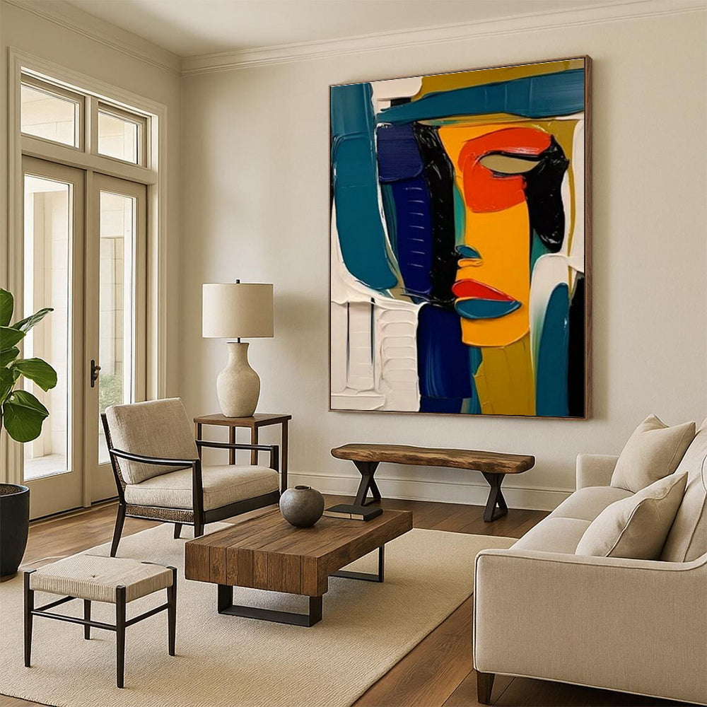 Large Hand-Painted Abstract Painting for Office and Cottage Bedroom DLZ1537