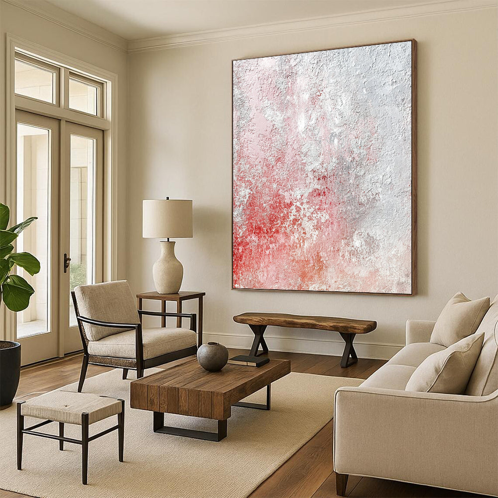 Red and Gray Textured Abstract Art with Subtle Layers GER281
