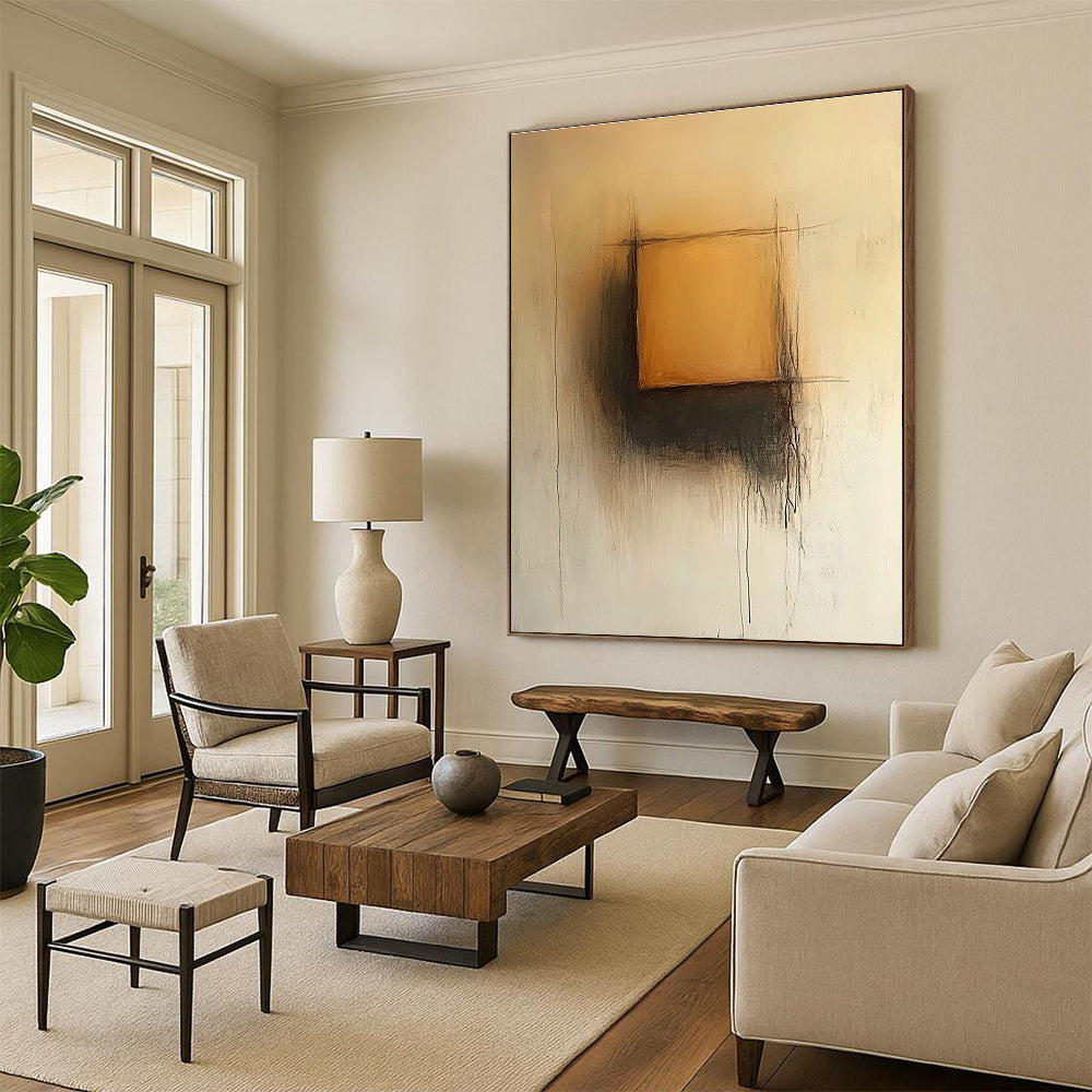 Subtle Orange Square Abstract with Soft Textures GER235
