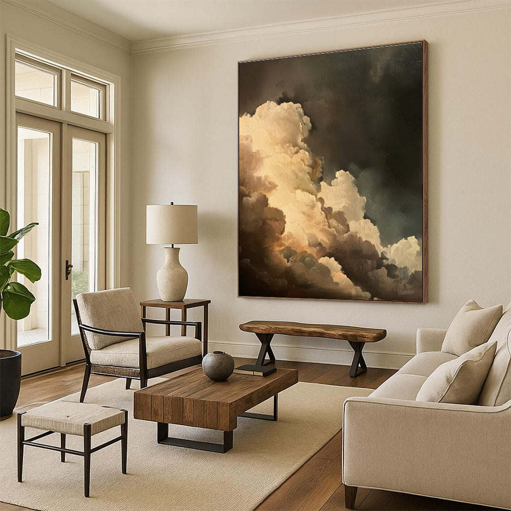 Brown Grey White Cloud Abstract Painting ADGE014