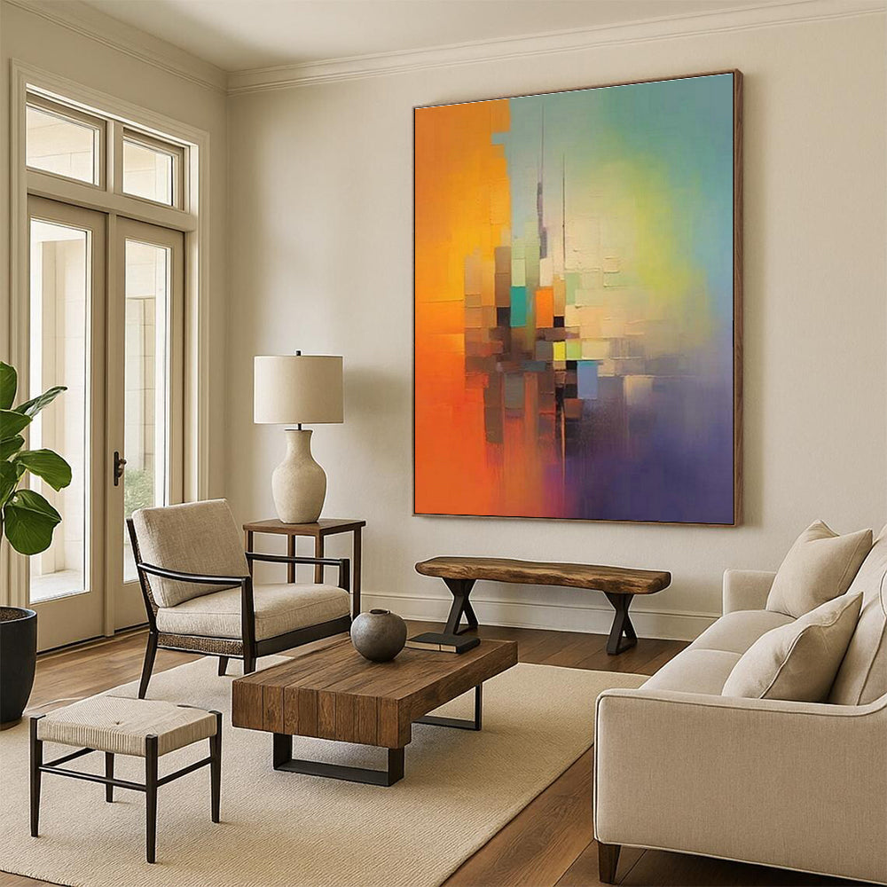 Extra - Large Custom Hand - Painted Abstract Painting for Cottages, Create a Distinctive Living Space DLZ0363
