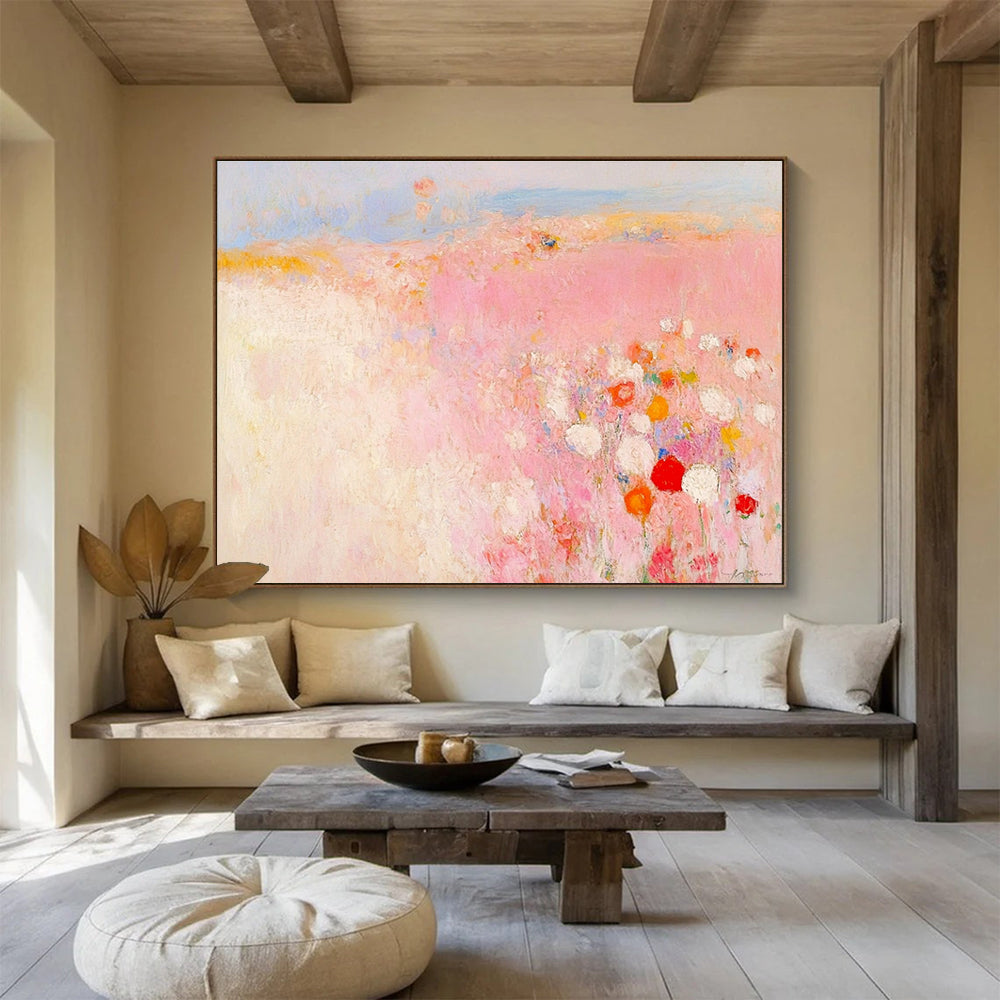 Pastel Landscape Abstract Painting with Pink and Soft Hues DYP508