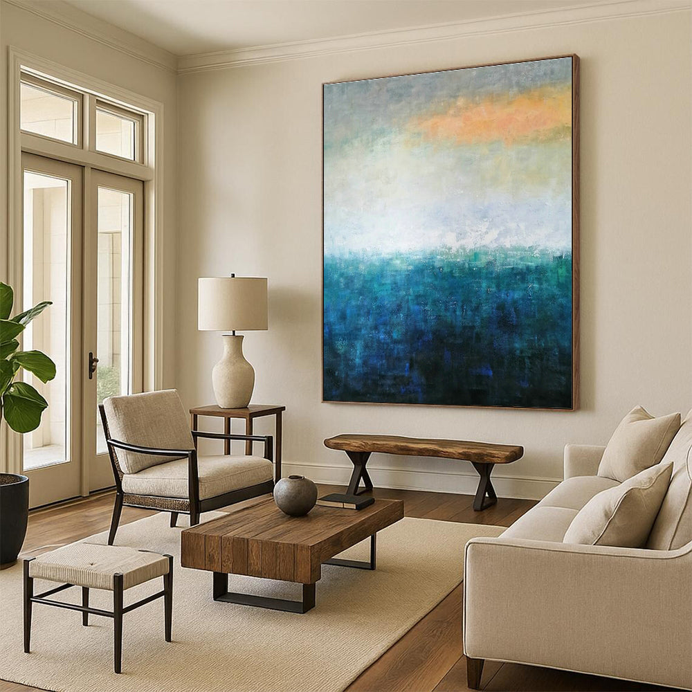 Large - Format Custom Hand - Painted Abstract Art for Office & Dining Room DLZ0564
