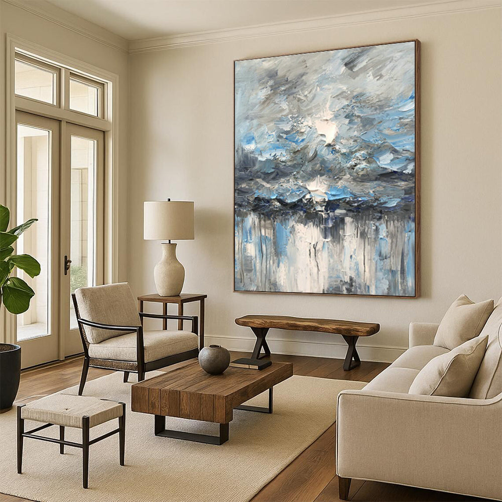 Handmade Oversized Abstract Painting for Dining Room & Entryway DLZ1298