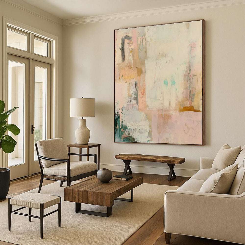 Oversized Custom Handmade Abstract Painting for Cottage Office Library Wall and Bedroom Reading Nook DLZ1839