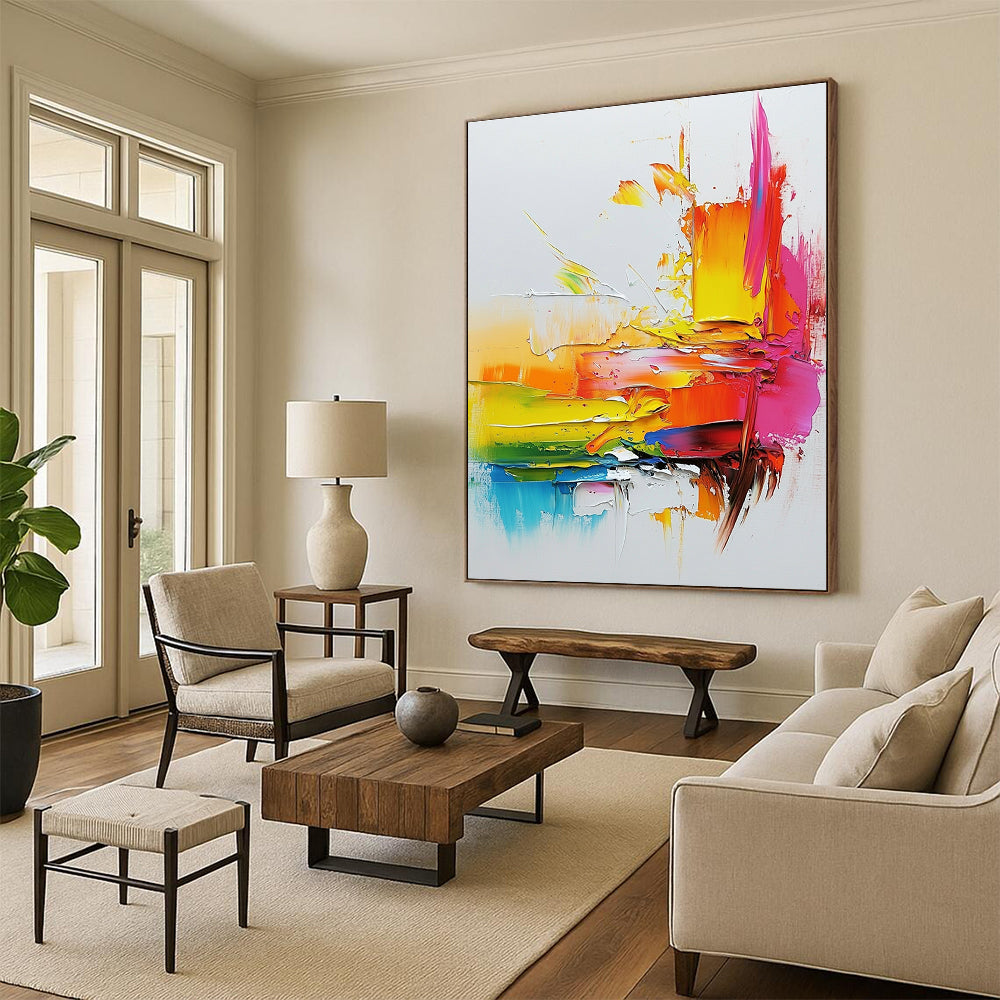 Multicolor Abstract Painting with Thick Textures GER715