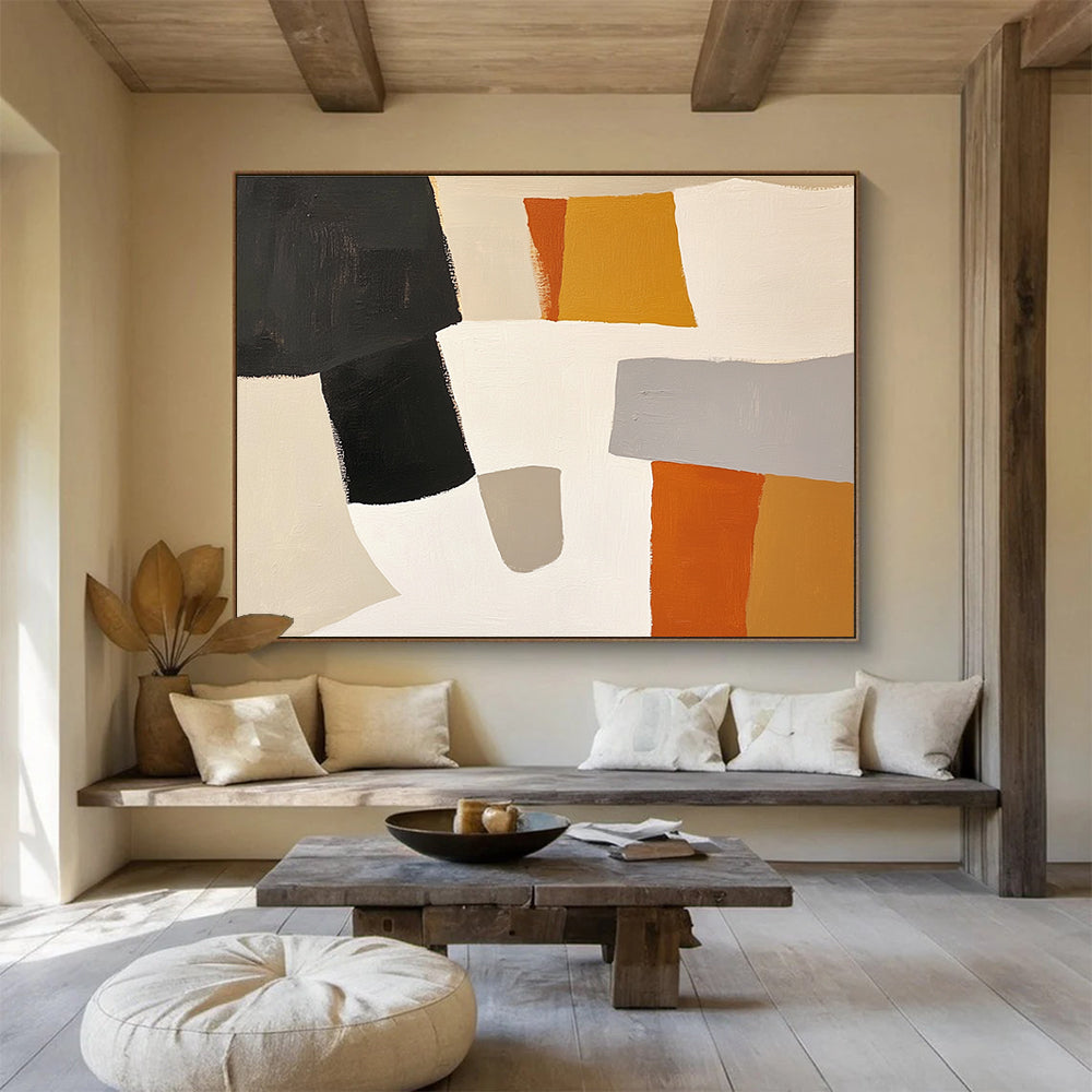 Neutral and Orange Shapes Abstract Painting DYP105