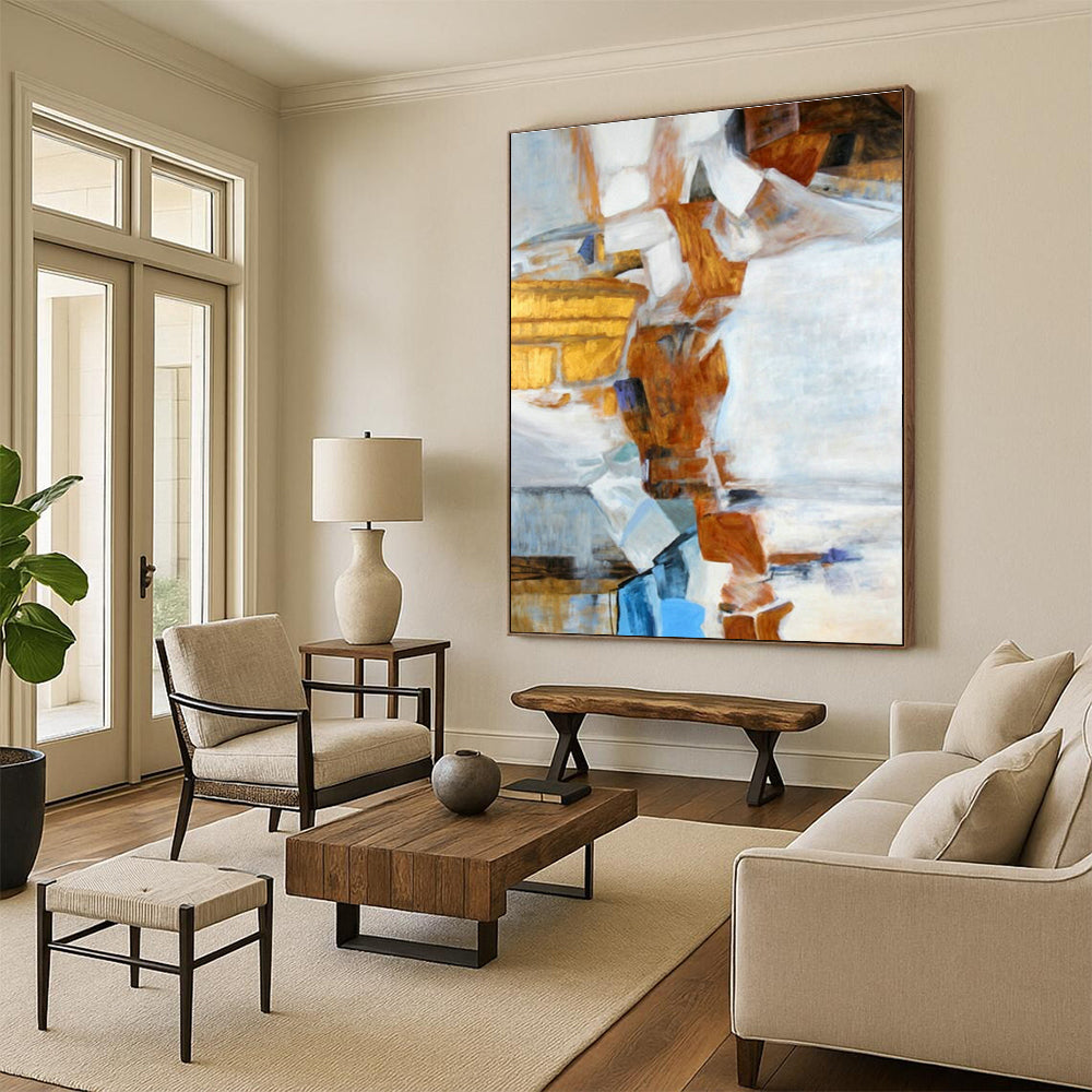 Custom Hand - Painted Abstract Art for Living Room Sectional Sofa Cushion Piping & Office Break Room Table Umbrella Canopies DLZ0944