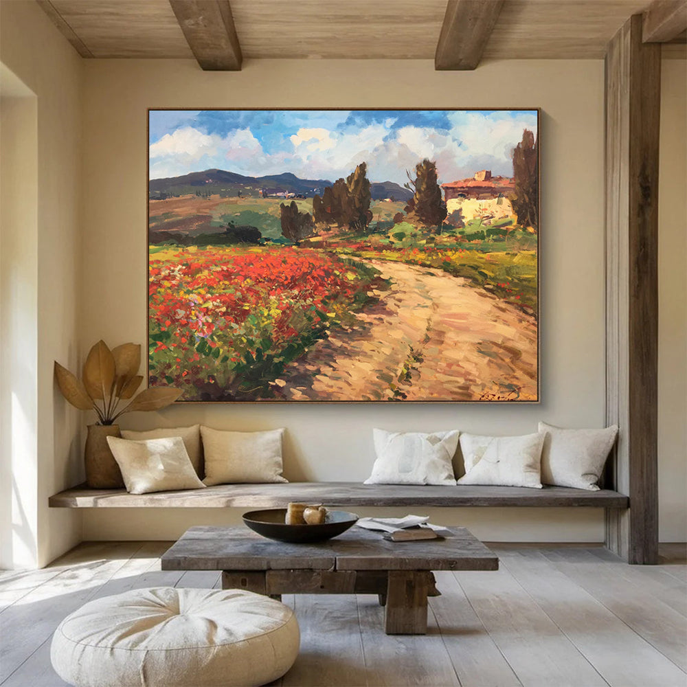 Poppy Field Path Oil Painting THY451