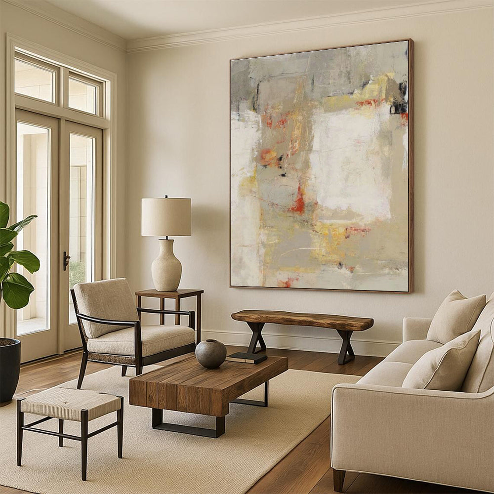 Hand-Painted Abstract Wall Art with 3D Relief for Living Room & Cottage Bedroom DLZ1431