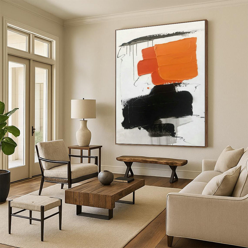 Custom Hand-Painted Abstract Wall Art for Cottage Bedroom Window Seat Alcove and Living Room Media Wall DLZ1684