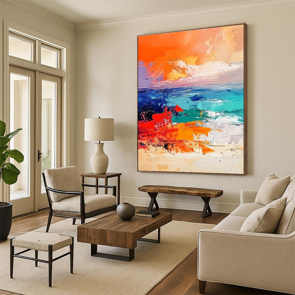 Colorful Sea Sunset Abstract Painting with Vivid Hues GER580