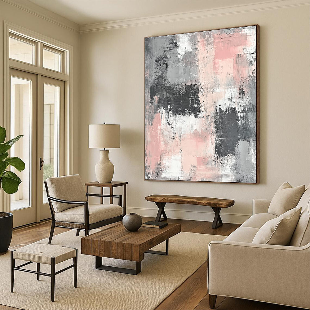 Gray Pink Abstract Textures Painting GER860