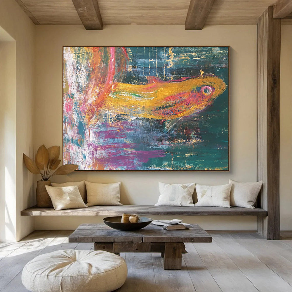 Colorful Fish - Expressive Aquatic Abstract Painting DYP034