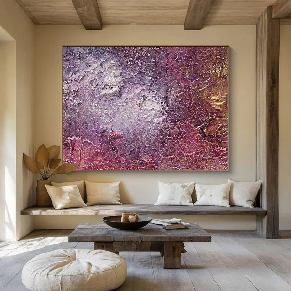 Purple Textured Abstract Painting with Rich, Layered Surfaces THY361