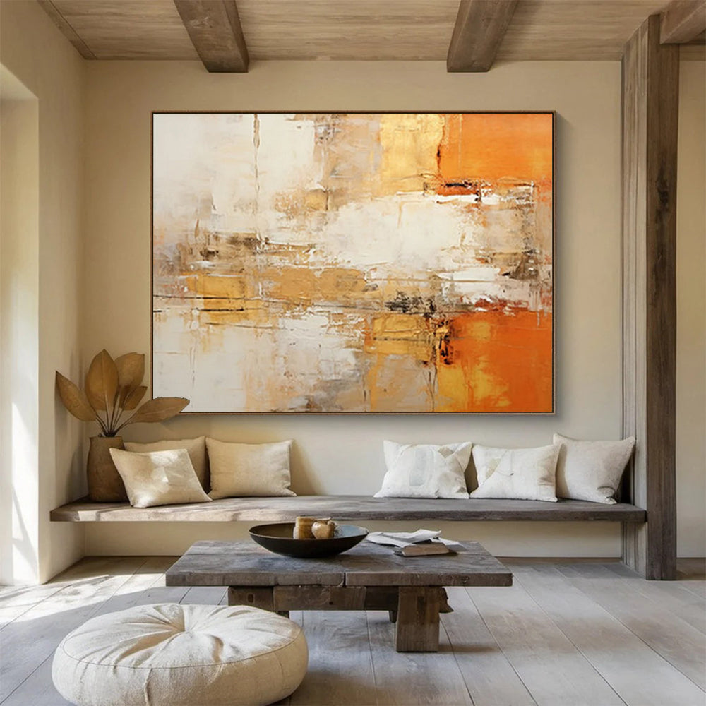 Orange Beige and White Abstract Painting THY095