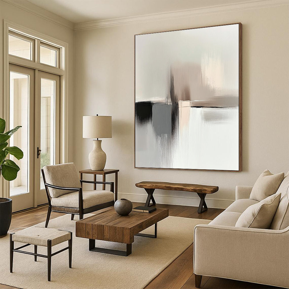 Neutral Abstract Composition Painting with Subtle Tones GER615