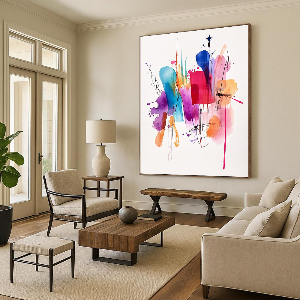 Colorful Splash Abstract Painting with Fluid Lines GER735