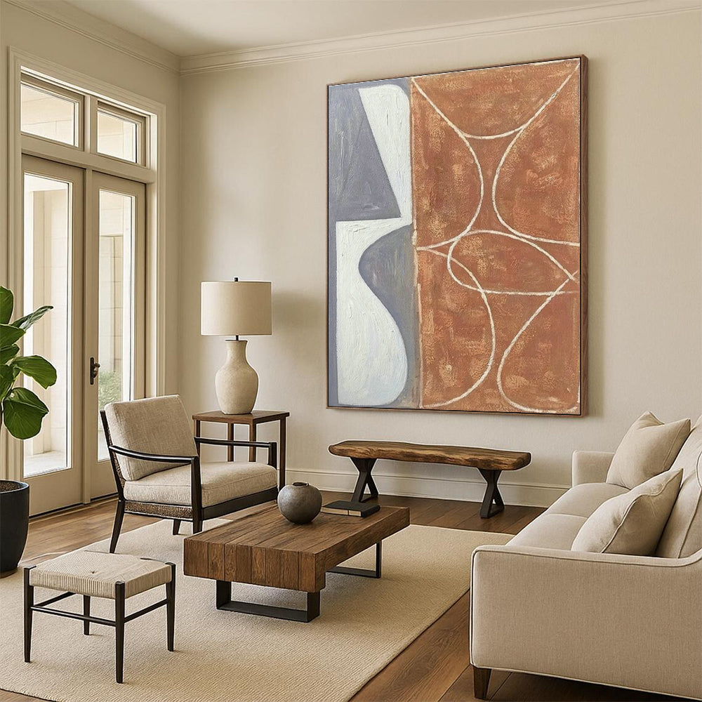Large Hand - Painted Abstract Artwork for Entryway & Cottage Hallway DLZ1145