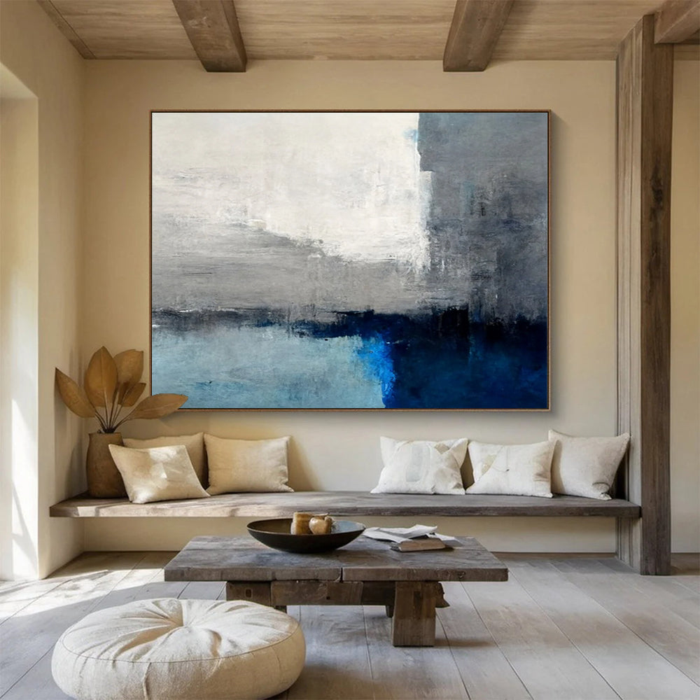 Grey White Blue Abstract Painting THY073