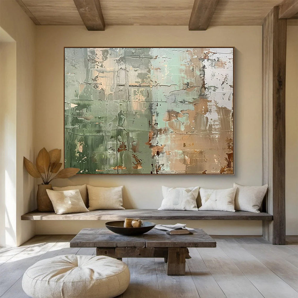 Green and Brown Textured Abstract Wall - like Painting THY106