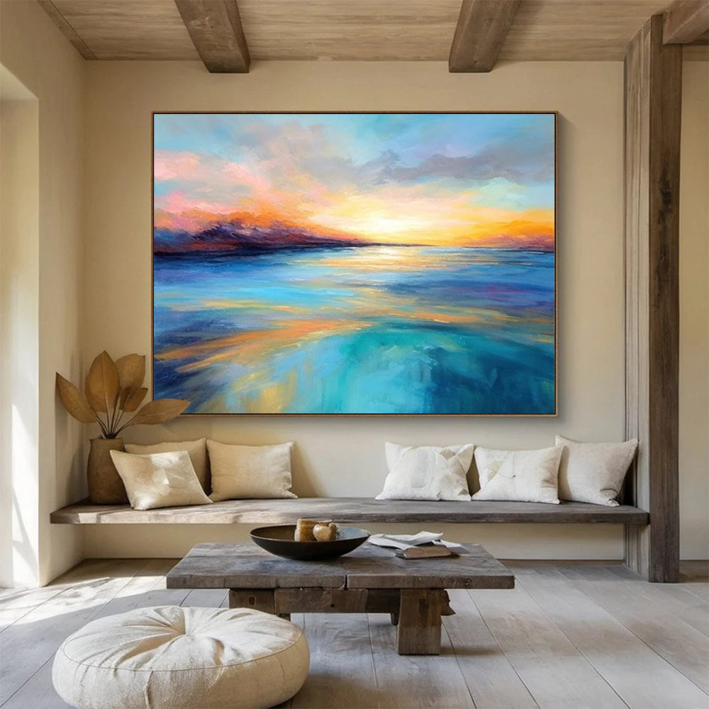 Vivid Color Sunset Sea Abstract Painting THY068