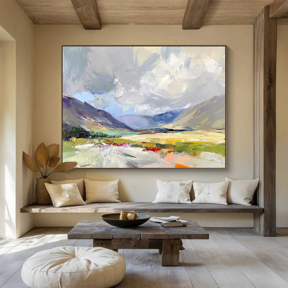 Colorful Mountain Valley - Impressionist Abstract Painting DYP064