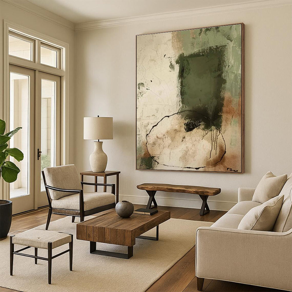 Earthy Tones Abstract Painting with Bold Shapes ADGE480