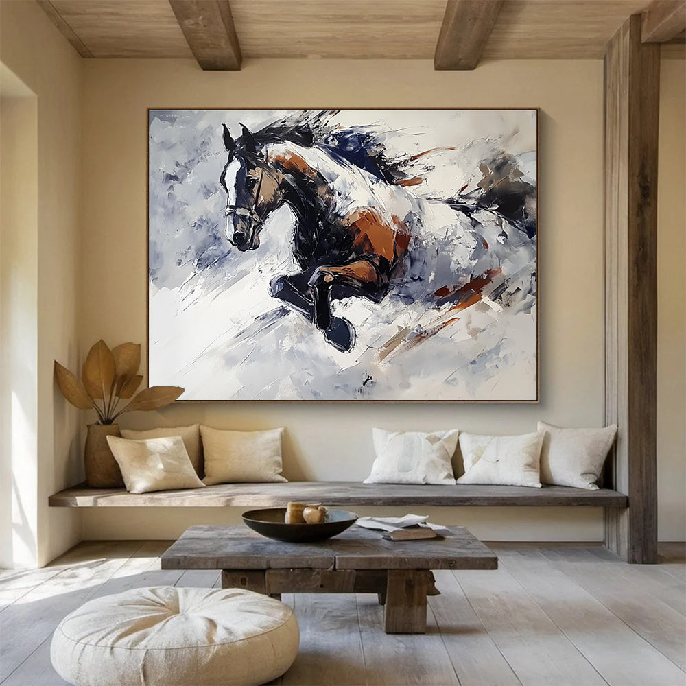 Galloping Horse Abstract Painting with Dynamic Brushstrokes DYP595