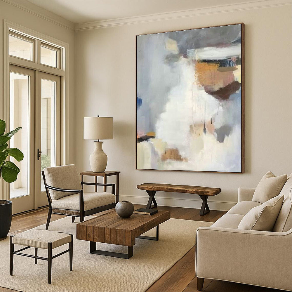 Hand-Painted Abstract Color Canvas Wall Hanging, Creating a Cozy Atmosphere for Bedroom and Entrance DLZ0963