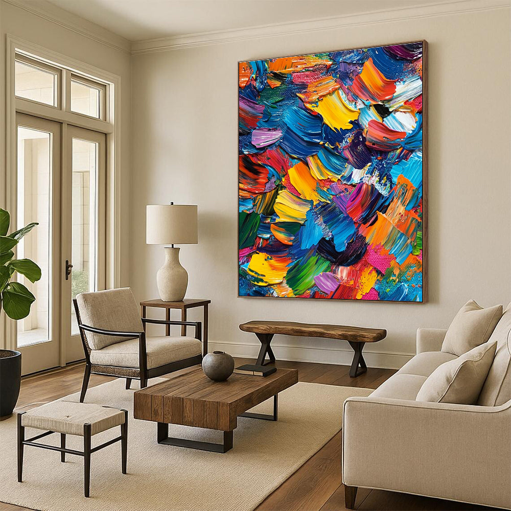 Colorful Palette Knife Abstract Painting with Bold Textures GER405
