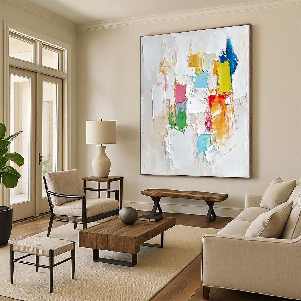 Colorful Block Abstract Painting with Thick Textures GER479